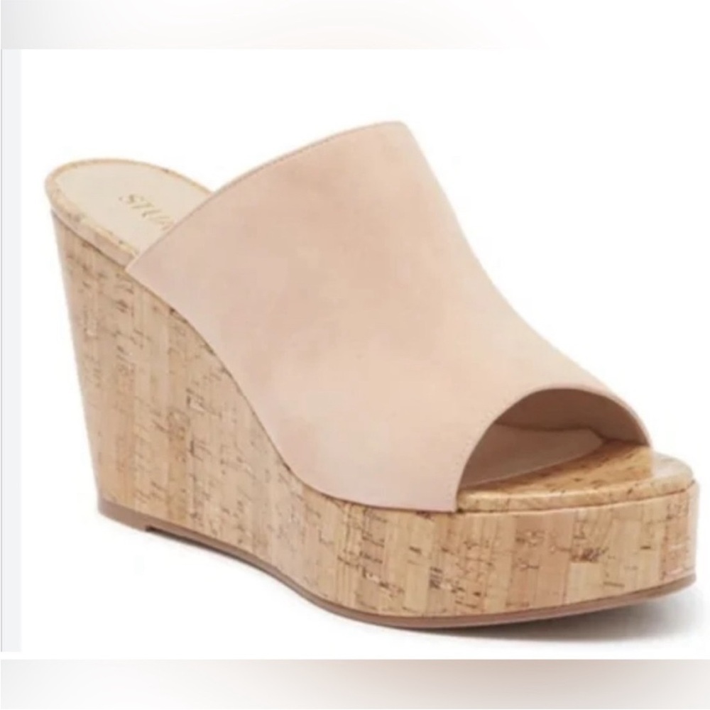 Stuart Weitzman Pale Pink Suede Wedges